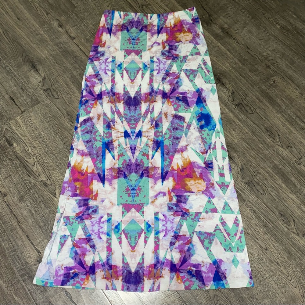 Decree Lightweight abstract multicolor maxi skirt women’s medium